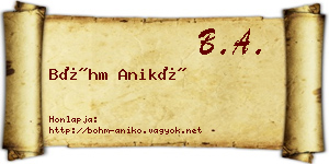 Bőhm Anikó névjegykártya